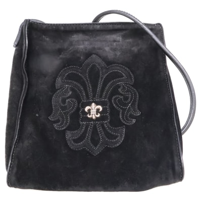 クロムハーツ BS Flare Square Pocket Suede Leather Shoulder Bag/スクエアポケット BSフレアパッチ スエード