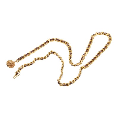 シャネル チェーン ベルト ライオンモチーフ ゴールド メッキ レザー レディース CHANEL 【中古】