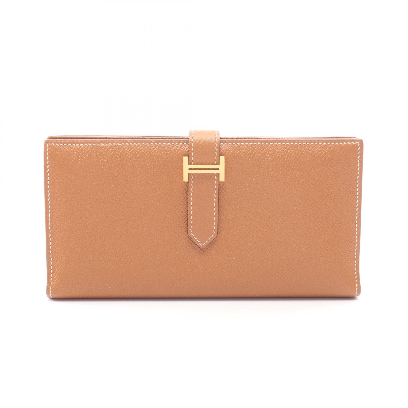 エルメス HERMES ベアンスフレ ゴールド 二つ折り長財布 財布 ヴォーエプソン ヴォーエプソン A刻印(2017年製造) レディース ブラウン系 【中古】