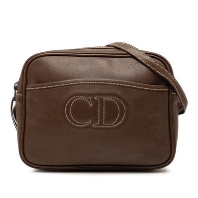 ディオール 斜め掛け ショルダーバッグ CDロゴ ブラウン レザー レディース Dior 【中古】