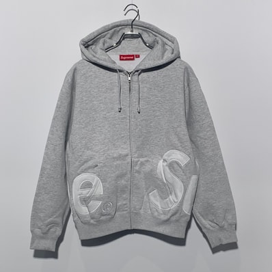 Supreme Big Logo Zip Up Hooded Sweatshirt "Ash Grey"