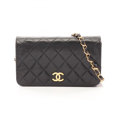 シャネル CHANEL ミニマトラッセ フルフラップ プッシュロック ショルダーバッグ バッグ ラムスキン(羊革) レディース ブラック系 【中古】