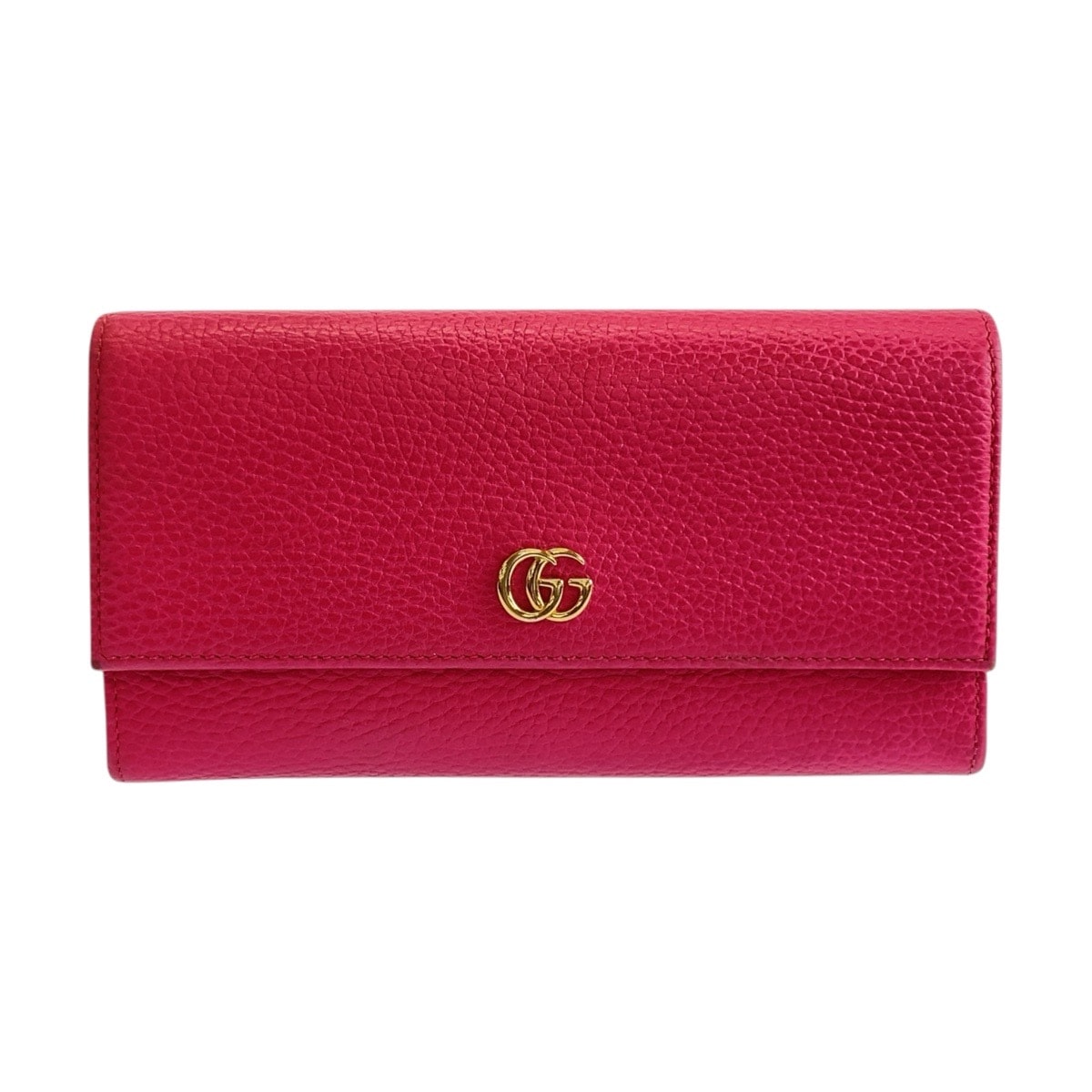 美品 GUCCI グッチ GGマーモント コンチネンタルウォレット ピンク ゴールド金具 レザー 長財布 ロングウォレット 603008 【中古】
