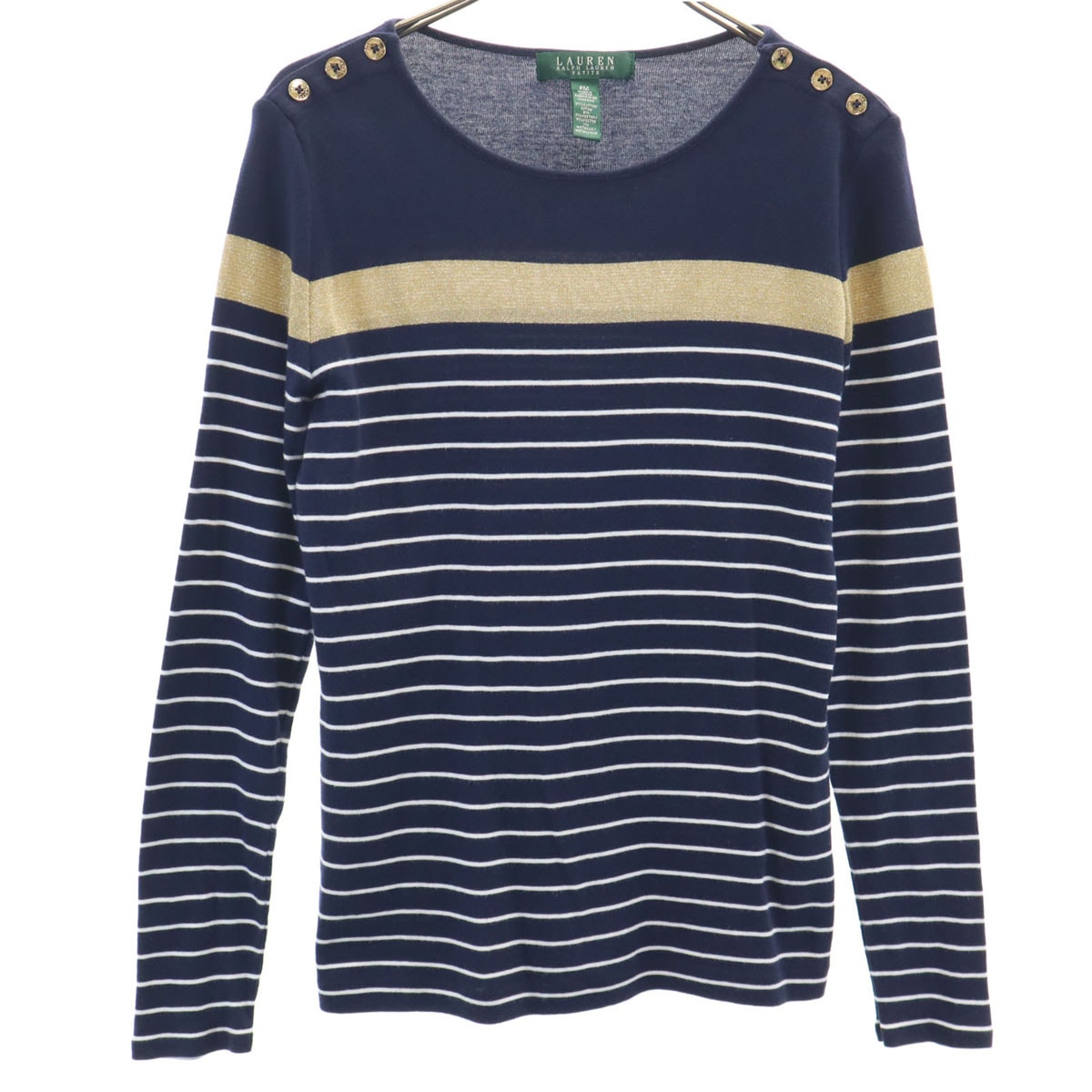 LAUREN RALPH LAUREN ローレンラルフローレン ボーダー柄 長袖 カットソー PM ネイビー トップス