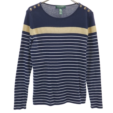 LAUREN RALPH LAUREN ローレンラルフローレン ボーダー柄 長袖 カットソー PM ネイビー トップス