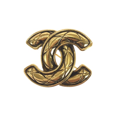 美品 CHANEL シャネル ヴィンテージ ココマーク ゴールド メタル ブローチ 505879 【中古】