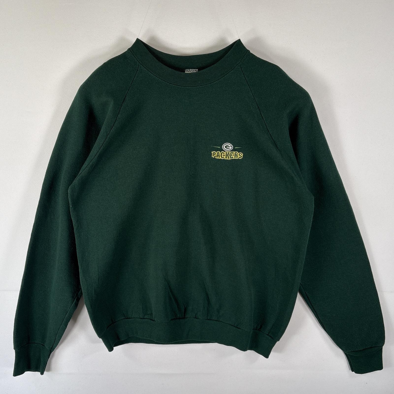 古着 90's/90年代 フルーツオブザルーム FRUIT OF THE LOOM USA製 スウェット トレーナー クルーネック PACKERS ロゴ刺繍 14041  グリーン メンズ