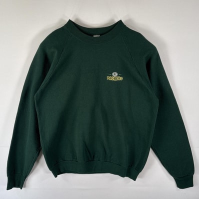 古着 90's/90年代 フルーツオブザルーム FRUIT OF THE LOOM USA製 スウェット トレーナー クルーネック PACKERS ロゴ刺繍 14041 グリーン メンズ