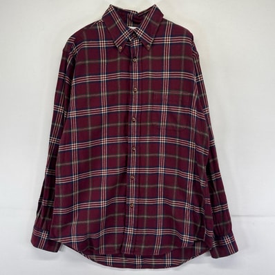 古着 ブルックスブラザーズ Brooks Brothers 長袖シャツ ボタンダウン 胸ポケット ネルシャツ M レッド系 チェック メンズ
