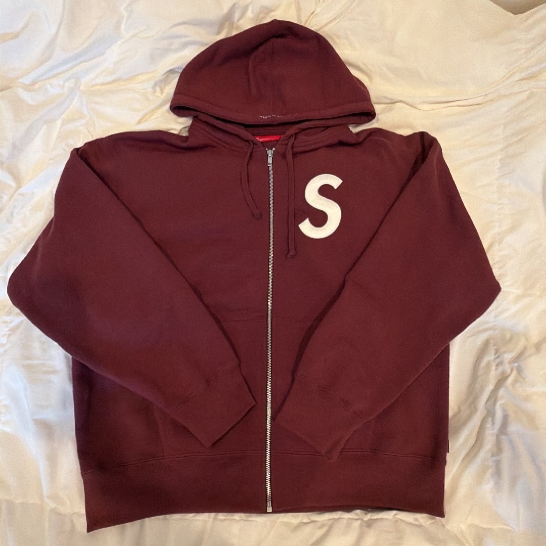 Supreme S Logo Zip Up Hooded Sweatshirt "Maroon" (FW24)