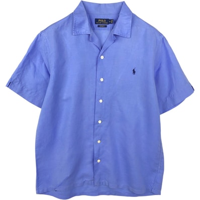 古着 ラルフローレン Ralph Lauren POLO RALPH LAUREN CUSTOM FIT 半袖 オープンカラー リネンシャツ ボックスシャツ メンズM相当/eaa648029