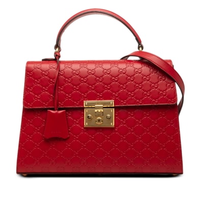 グッチ グッチシマ ハンドバッグ ショルダーバッグ 2WAY 428208 レッド レザー レディース GUCCI 中古