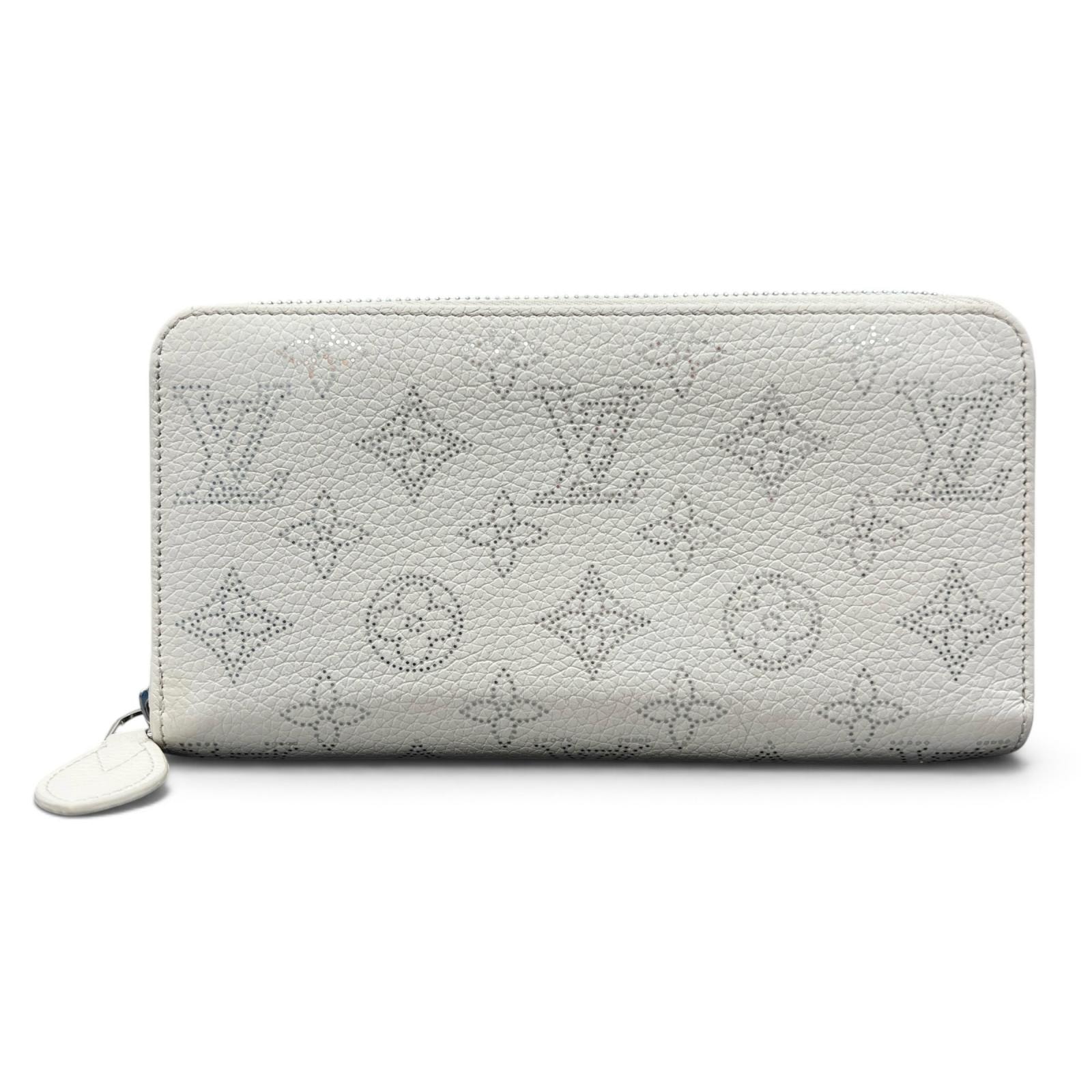LOUIS VUITTON 美品 ルイヴィトン ジッピーウォレット モノグラムマヒナ イヴォワール ラウンドファスナー長財布 M61869 レザー RFID確認済 LV ABランク 中古 鑑定済 ヴィトン財布