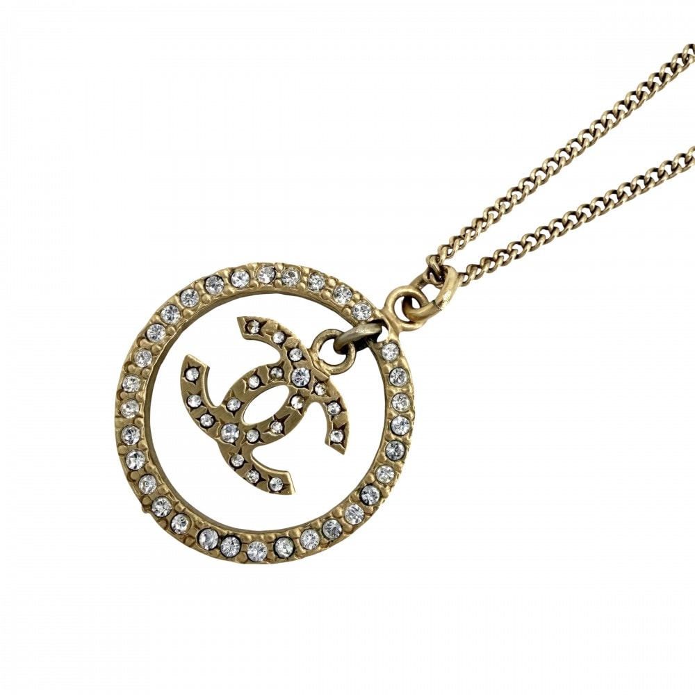 CHANEL シャネル ネックレス ココマーク ラウンド アクセサリー ロングネックレス アジャスター付き GP  ラインストーン   06A ゴールド レディース 約9.3g 2006年【中古品】