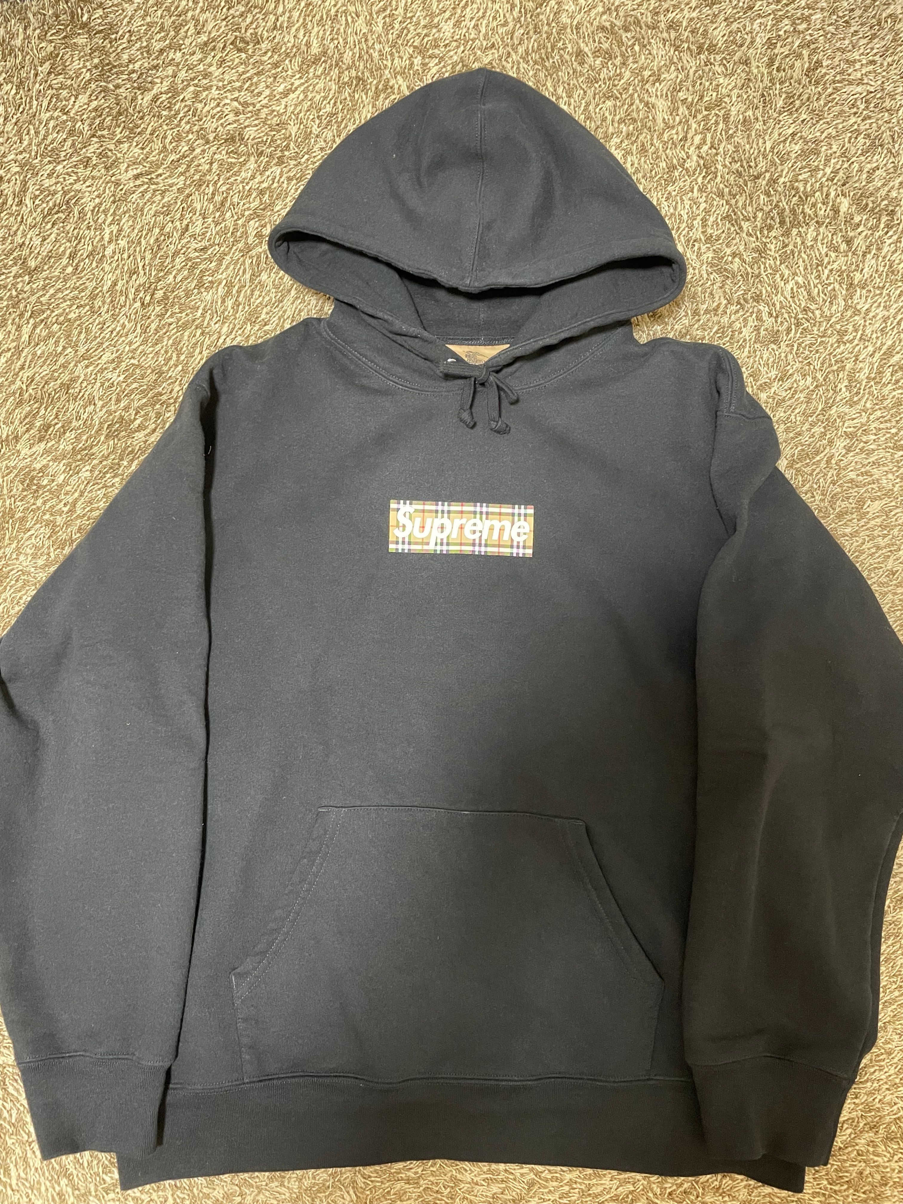 Supreme / Burberry Box Logo Hooded Sweatshirt "Black"