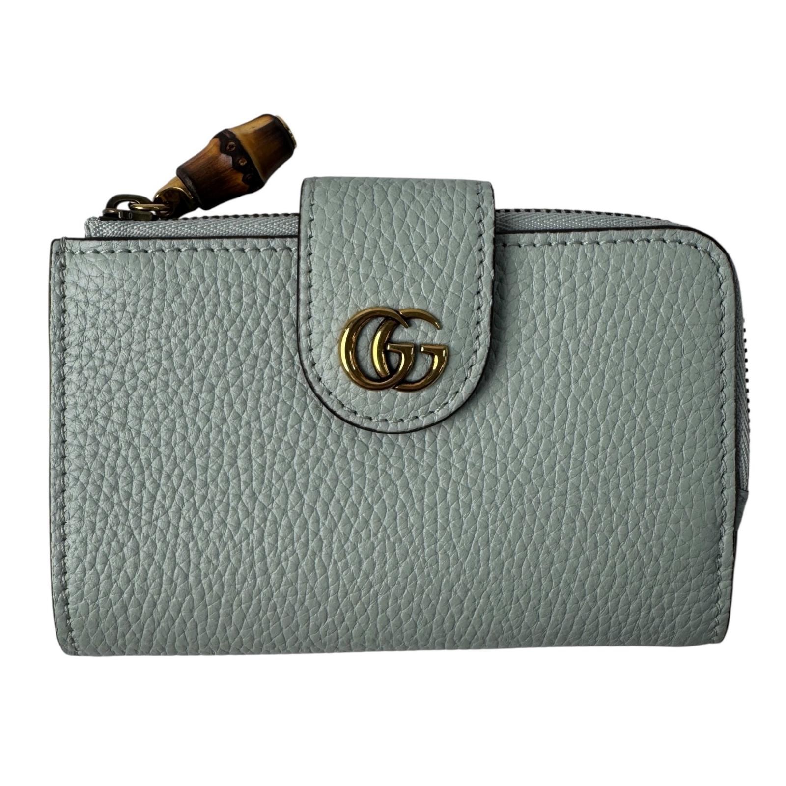 A (未使用に近い)】美品 グッチ GUCCI バンブー付き ダブルG 