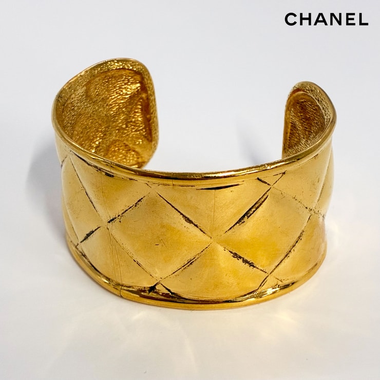 CHANEL シャネル ココマーク マトラッセ バングル ヴィンテージ アクセサリー 4140 ゴールド GP ★希少品★