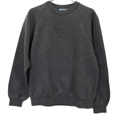 プラダ 134658 22年 グレー エンボスロゴ クルーネックスウェット XS