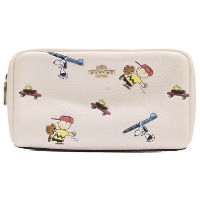 コーチ xPEANUTS D2132 レザー ラウンドジップ