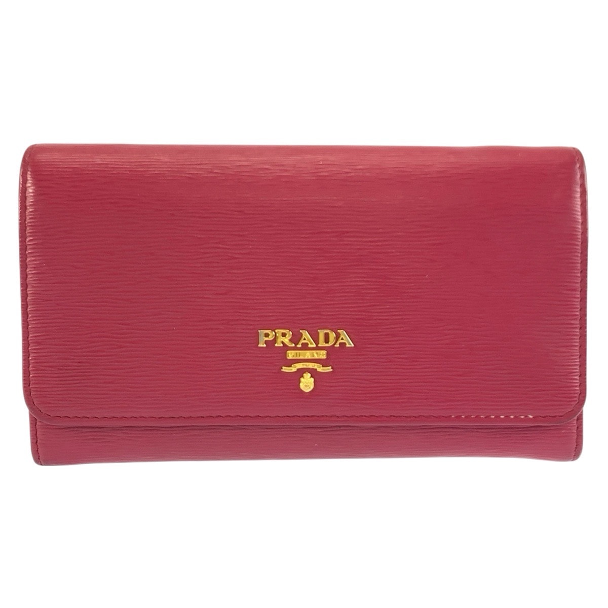 PRADA プラダ サフィアーノ ピンク ゴールド金具 レザー 長財布 ロングウォレット 1-0297753 【中古】
