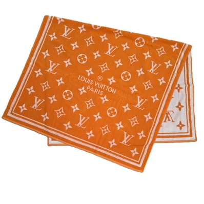 LOUIS VUITTON ルイ・ヴィトン ドラ ドゥ バン・モノグラム・クラシック ビーチタオル ブランケット タオル R96539 コットン オレンジ レディース【中古】