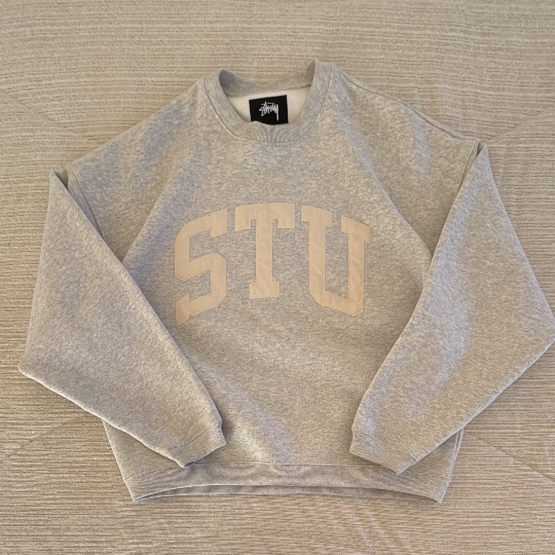 Stussy Stu Applique Crew "Ash Heather"
