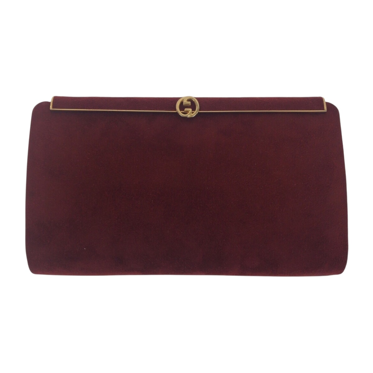 美品 GUCCI グッチ ヴィンテージ インターロッキング ワインレッド ボルドー ゴールド金具 スウェード レザー/ クラッチバッグ セカンドバッグ 506147 【中古】