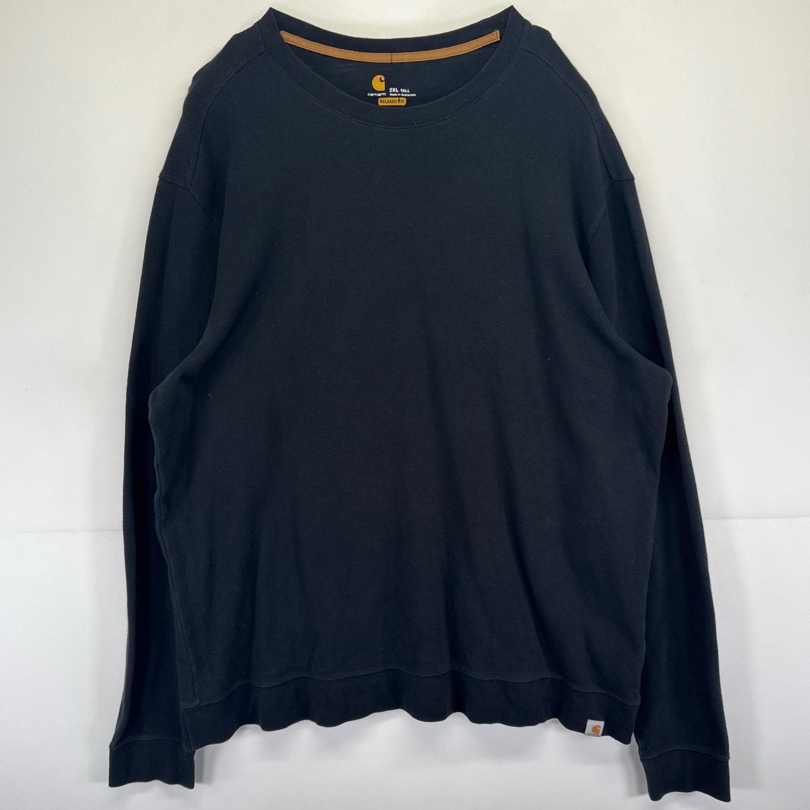 古着 カーハート Carhartt スウェット リブ編み 大きいサイズ ワンポイントロゴ エルボーパッチ 2XL TALL  ブラック メンズ
