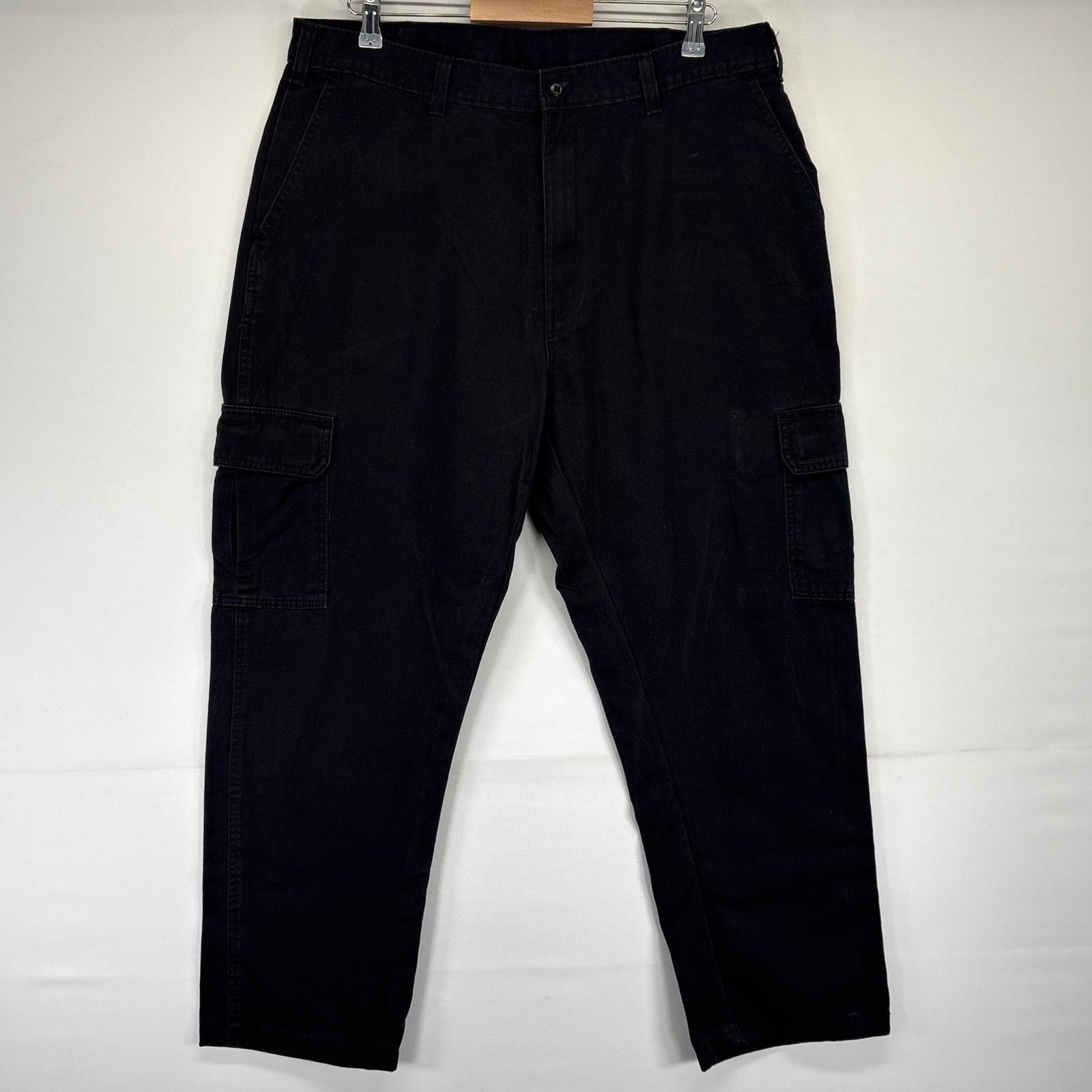 古着 ディッキーズ Dickies ワークパンツ ワンポイントロゴ 長ズボン 大きいサイズ カーゴパンツ w38 L34 ブラック メンズ