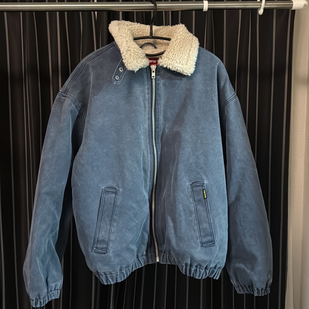 Supreme Faux Shearling Lined Bomber Jacket "Navy"