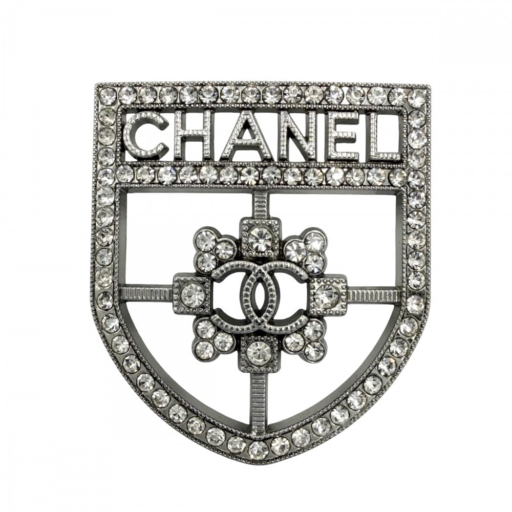 CHANEL シャネル ブローチ エンブレム ココマーク アクセサリー ラインストーン    D21K シルバー レディース 約10.6g 2021年【中古品】