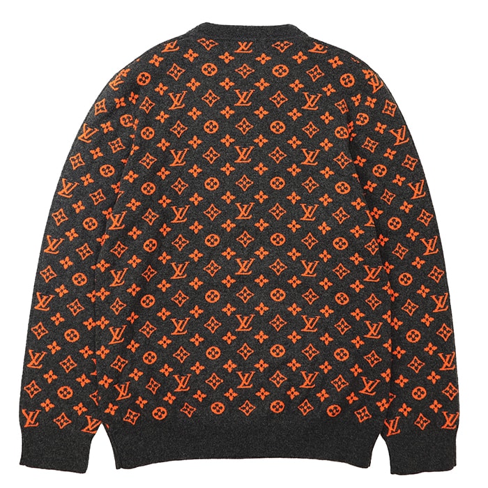 LOUIS VUITTON ルイ・ヴィトン ニット サイズ XXL メンズ モノグラム ロゴ カシミア混 セーター トップス グレー 灰色 イタリア製