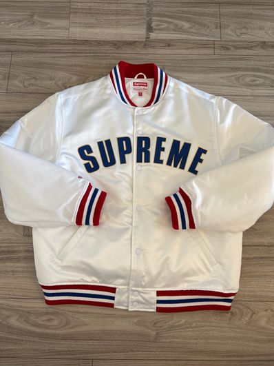 Supreme / Mitchell & Ness® Satin Varsity Jacket "White"
