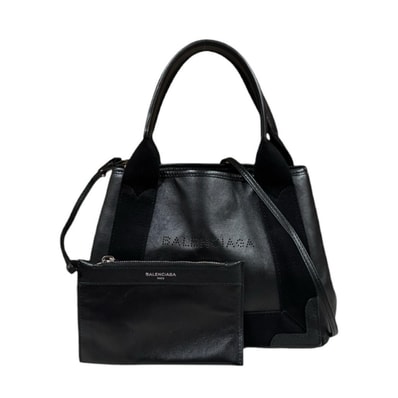 バレンシアガ ネイビーカバ XS ショルダーバッグ レザー 390346 ブラック レディース BALENCIAGA 中古