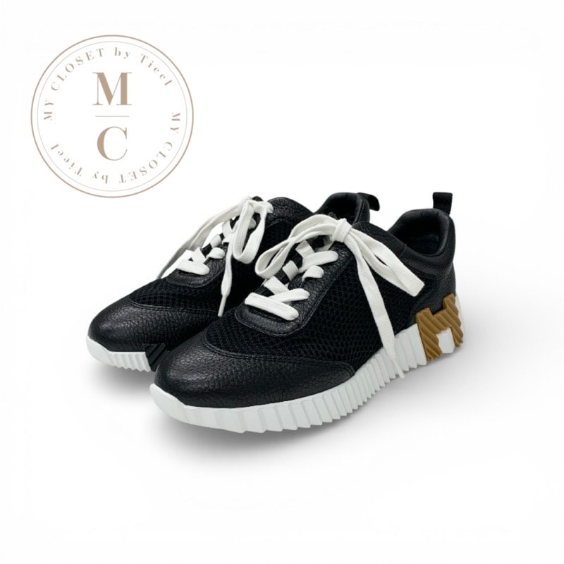 エルメス HERMES バウンシング スニーカー 靴 シューズ レザー ファブリック ブラック ブラウン メッシュ