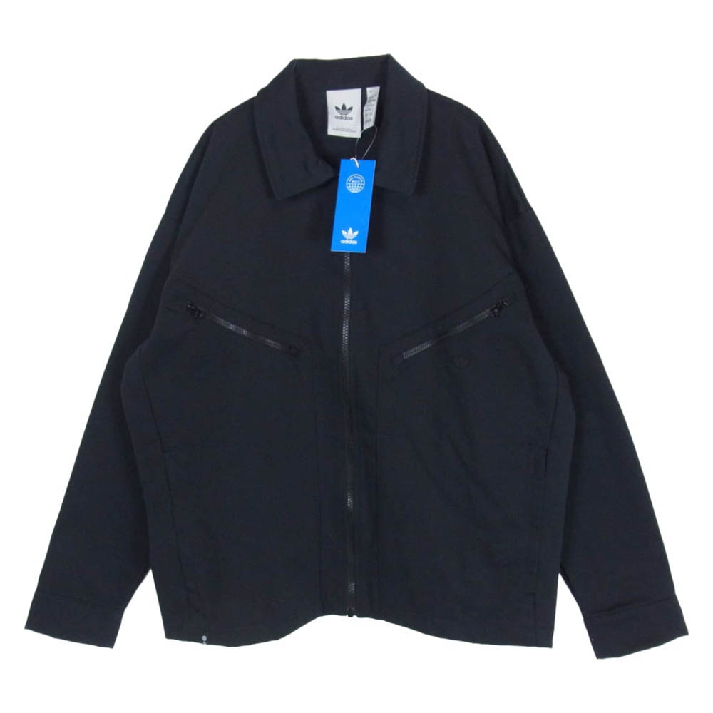 adidas アディダス HC4540 ADICOLOR TREFOIL TWILL BLOUSON トレフォイル ツイル ジップアップ ブルゾン ジャケット ブラック系 L【中古】