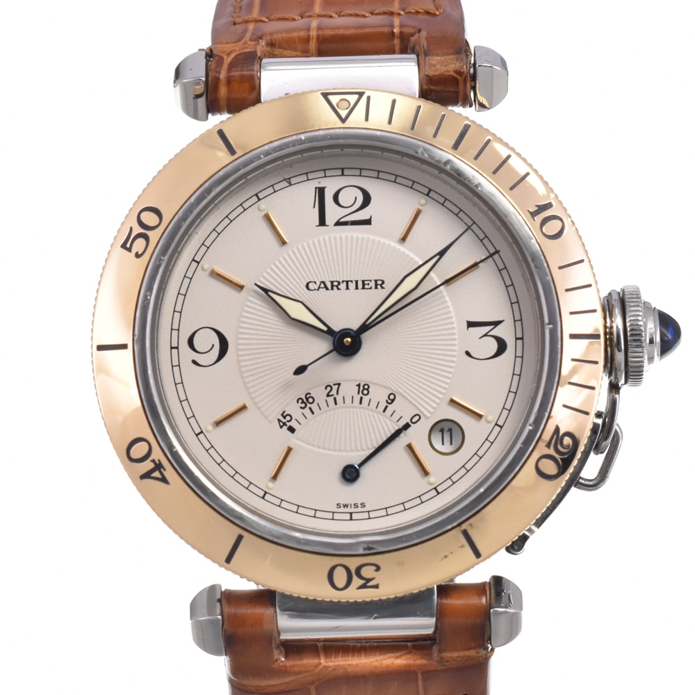 カルティエ CARTIER W3101255 パシャ アイボリー 自動巻き メンズ 良品 腕時計 N#150857
