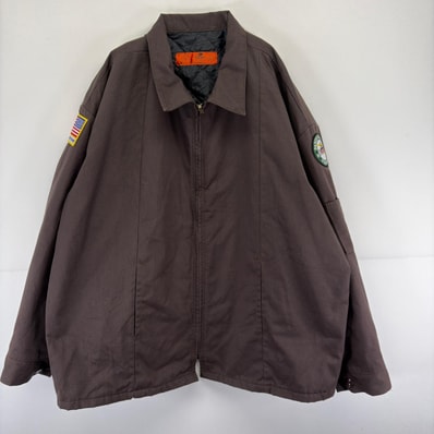 古着 レッドキャップ RED KAP ジャケット フルジップ ワッペン 大きいサイズ 作業着 ワーク 襟付き 4XL ブラウン メンズ
