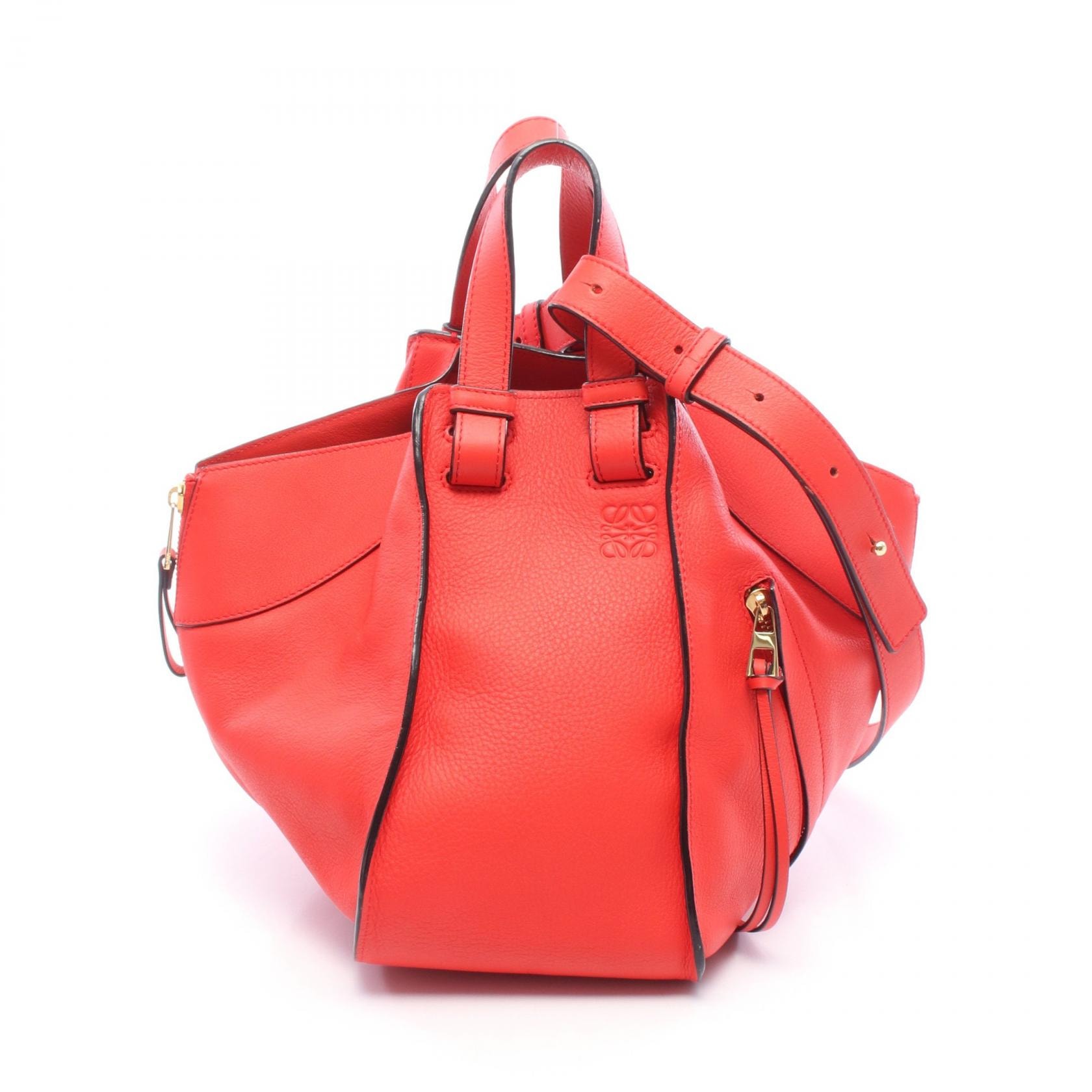 ロエベ LOEWE ハンモックバッグ スモール 2WAY ハンドバッグ バッグ レザー レディース レッド系 【中古】