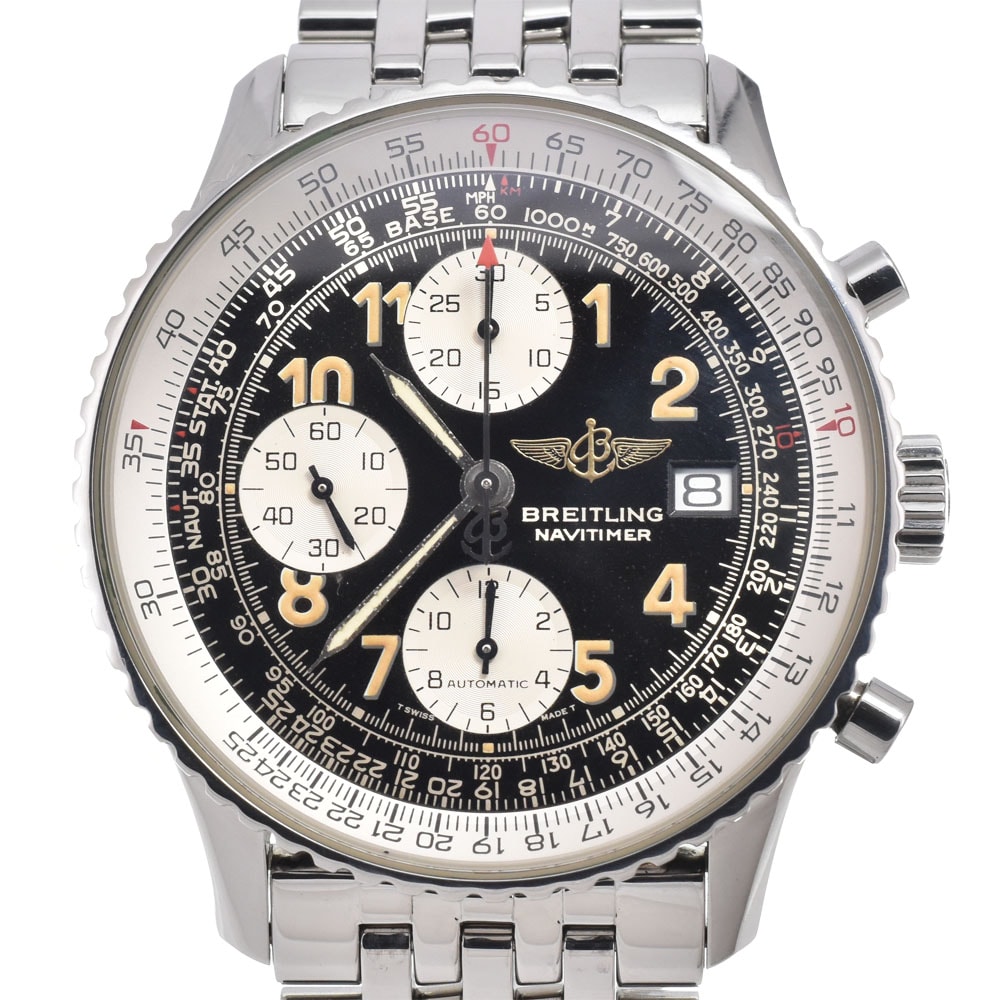 ブライトリング BREITLING A13022 オールドナビタイマー クロノグラフ ブラック 自動巻き メンズ 良品 腕時計 O#151098
