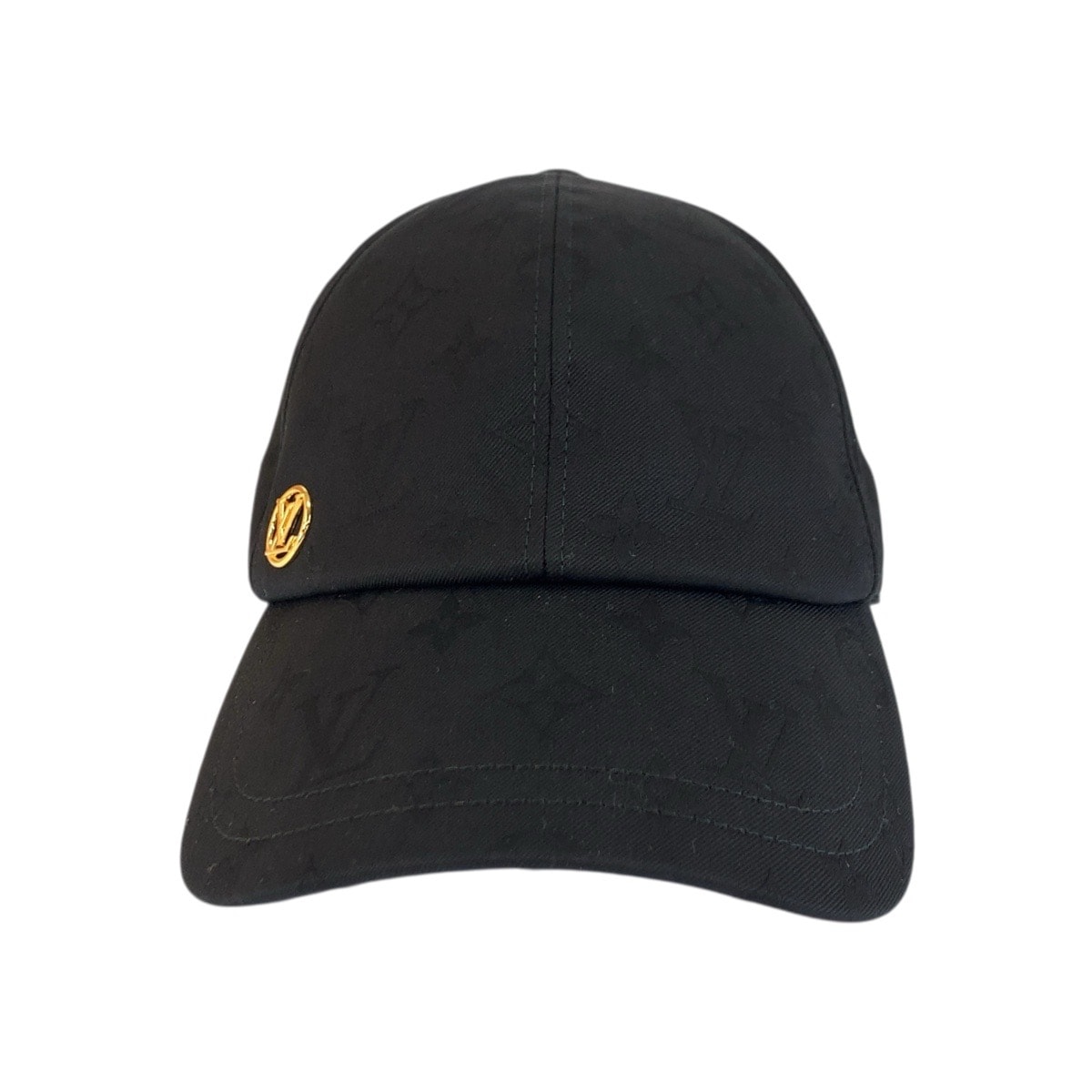 美品 LOUIS VUITTON ルイヴィトン マイン フリーサイズ ブラック 黒 ゴールド金具 コットン キャップ 帽子 506845 【中古】