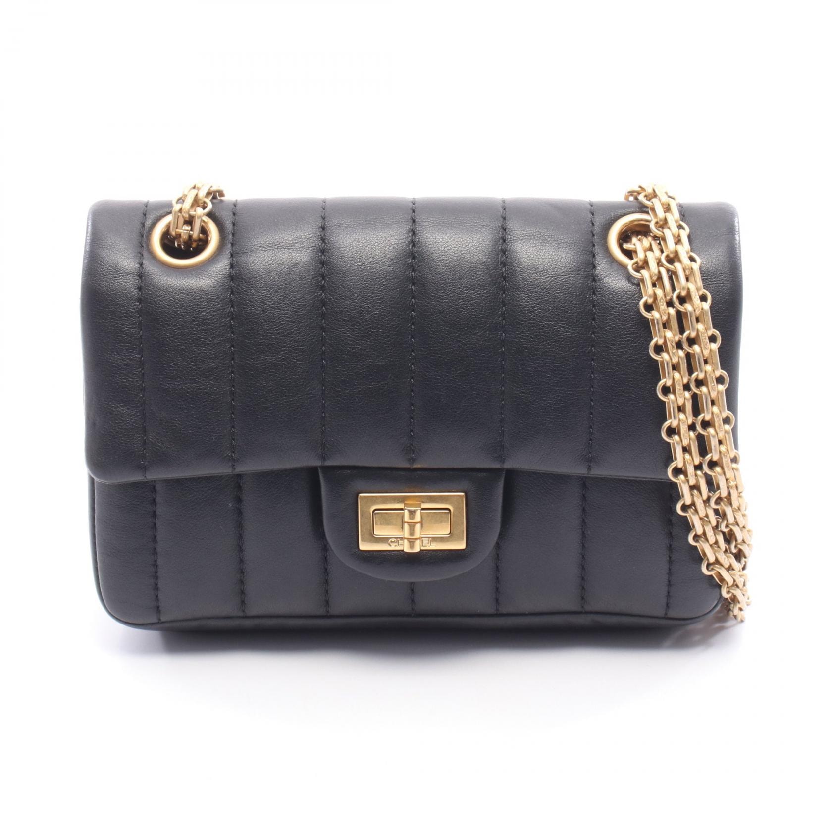 シャネル CHANEL 2.55 ショルダーバッグ バッグ ラムスキン(羊革) レディース ブラック系 【中古】