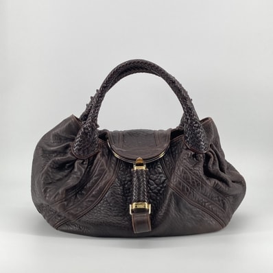 FENDI(フェンディ) スパイ ナッパレザー 8BR511 ハンドバッグ ダークブラウン