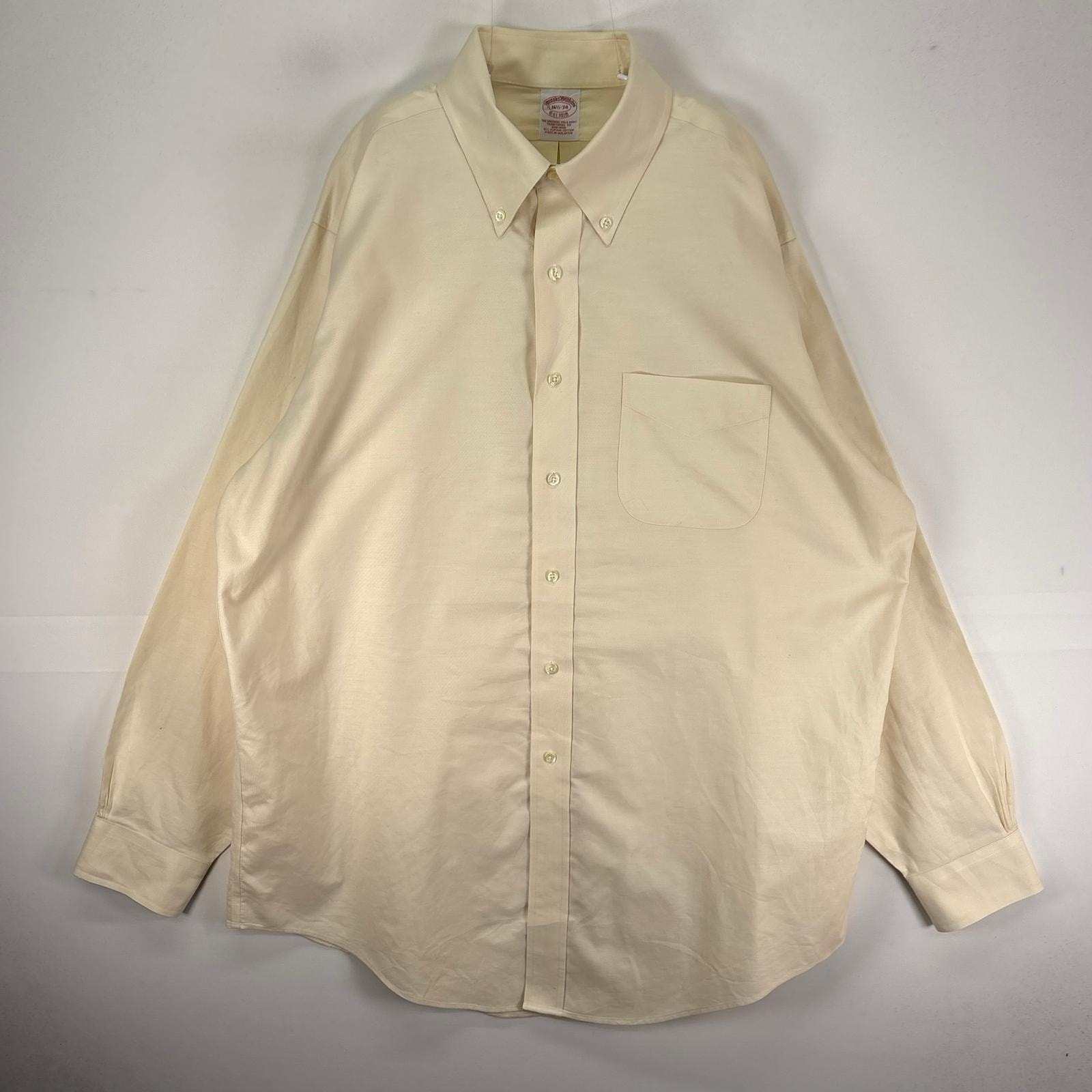 古着 ブルックスブラザーズ Brooks Brothers 長袖シャツ ボタンダウン 胸ポケ 1818  イエロー系 無地 メンズ