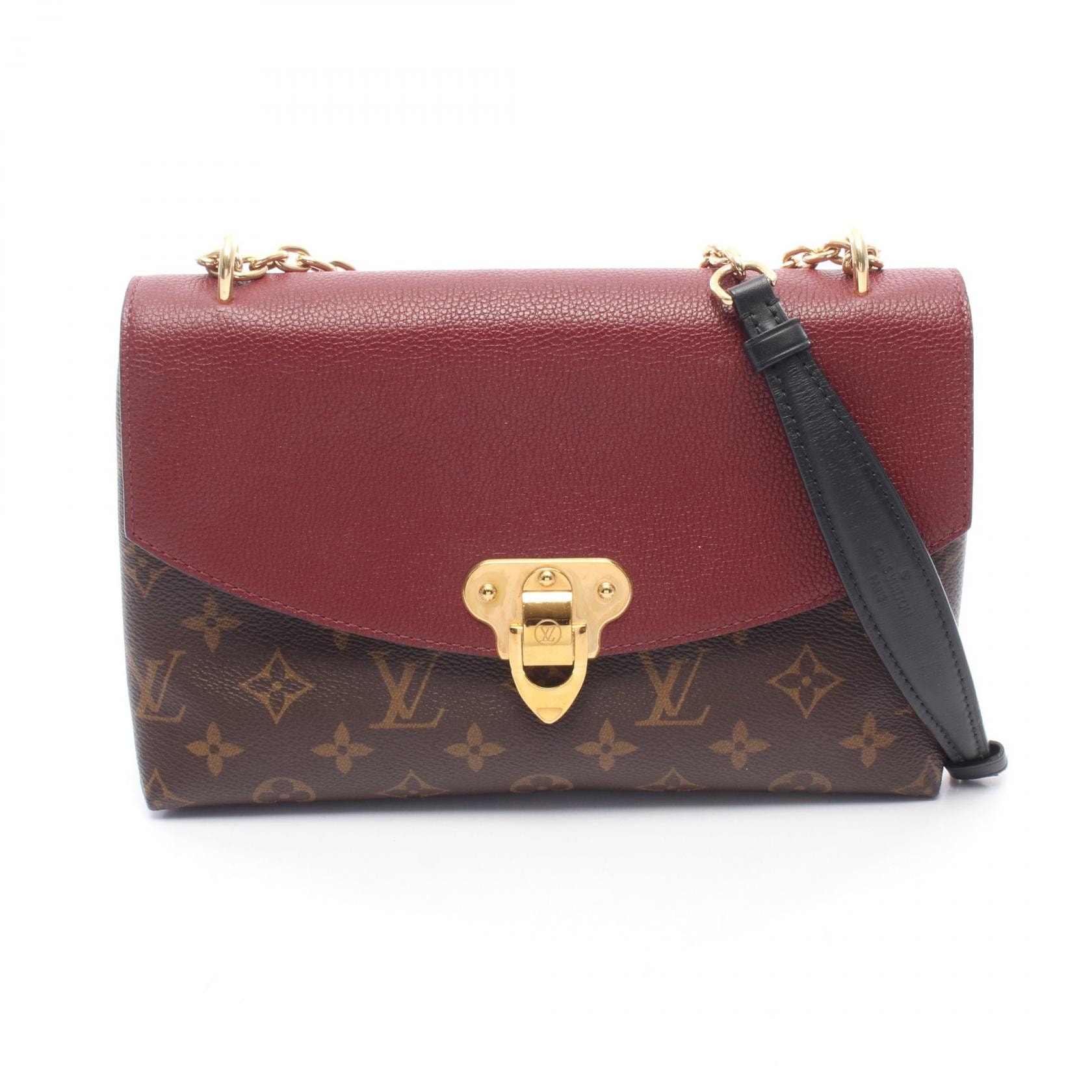ルイ・ヴィトン LOUIS VUITTON サン プラシード モノグラム ショルダーバッグ バッグ PVCコーティングキャンバス レザー ボルドー レディース ブラウン系 / ボルドー系 M43715 【中古】