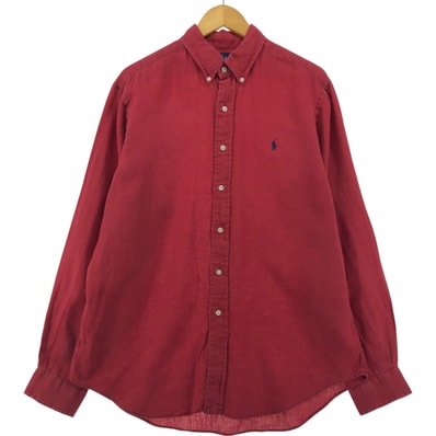 古着 ラルフローレン Ralph Lauren 長袖 リネン ボタンダウンシャツ メンズL相当/eaa555615