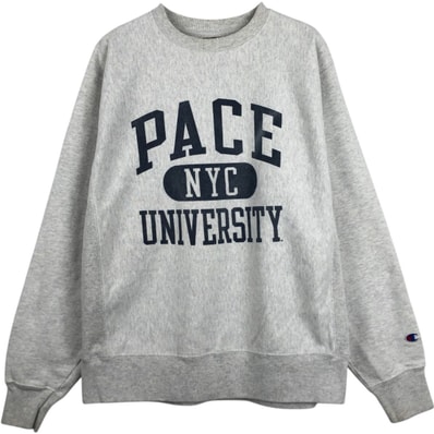 古着 00年代 チャンピオン Champion REVERSE WEAVE リバースウィーブ PACE UNIVERSITY カレッジスウェットシャツ トレーナー メンズM相当 3連プリント/eaa680116