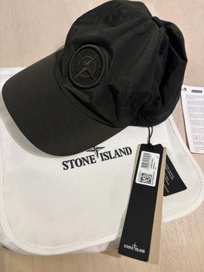 【新品タグ付き】STONE ISLAND ナイロンメタル キャップ カーキ L