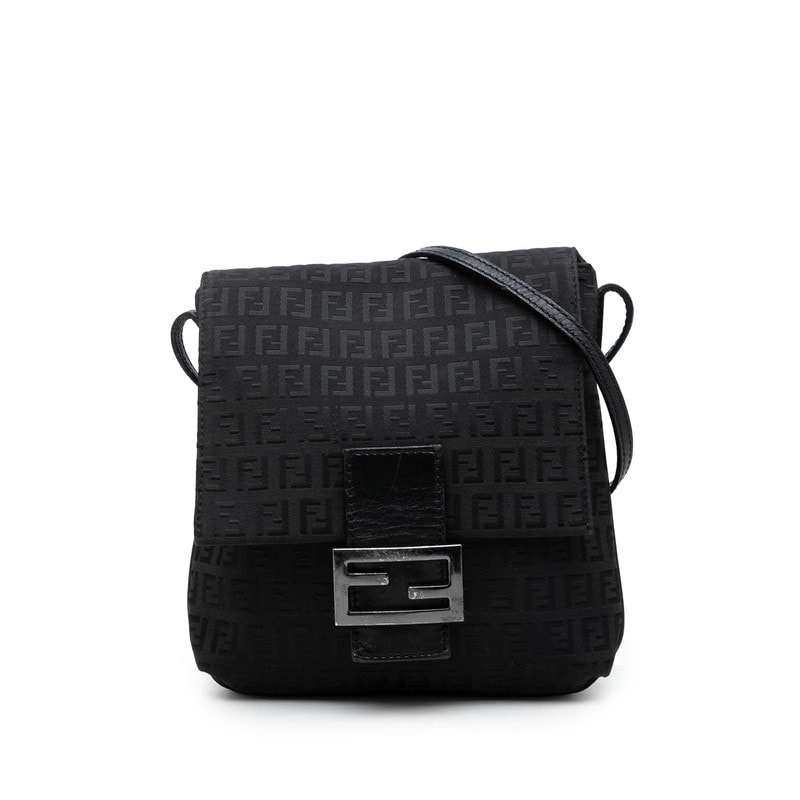 フェンディ ズッキーノ ショルダーバッグ 8BT075 ブラック キャンバス レザー レディース FENDI 中古