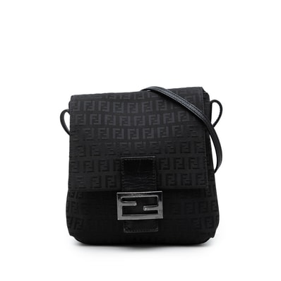 フェンディ ズッキーノ ショルダーバッグ 8BT075 ブラック キャンバス レザー レディース FENDI 中古
